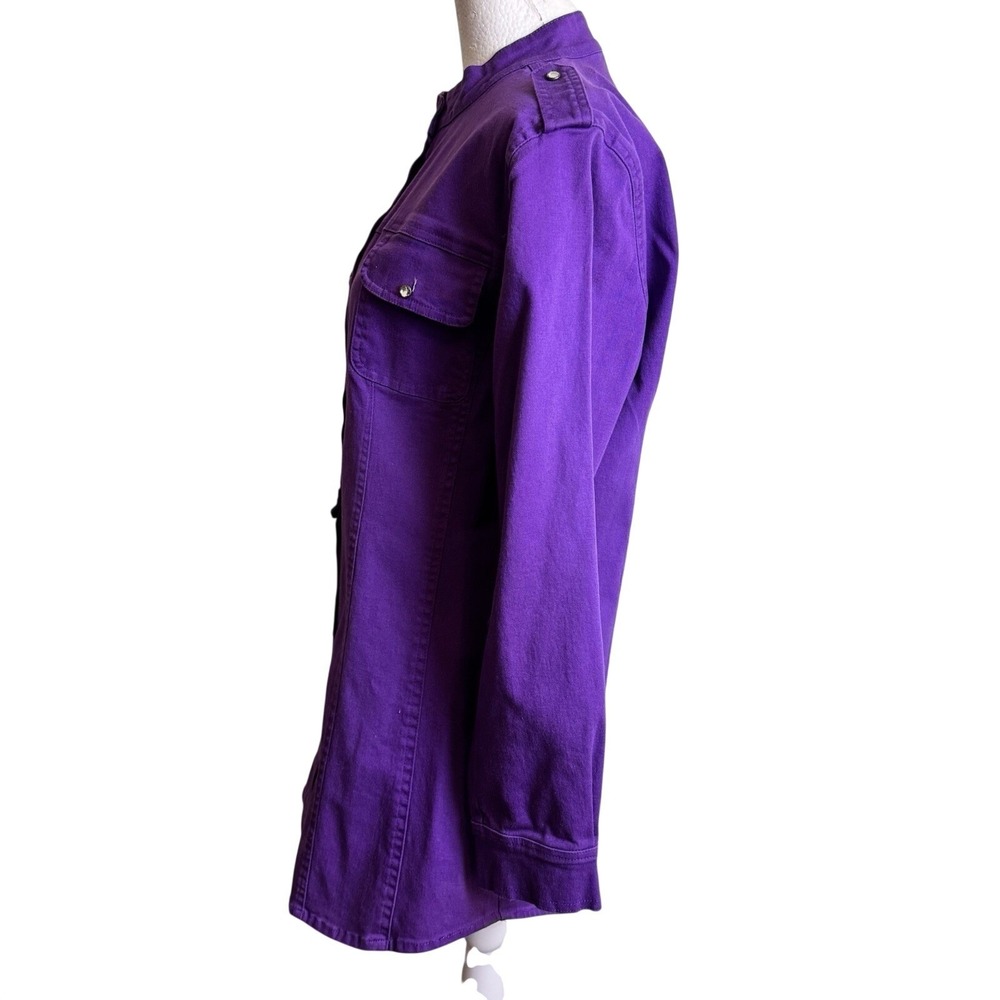 Aesthetic Utility Purple Military Tunic Jacket Goth Punk Cotton Canvas Shirt S - Picture 5 of 8